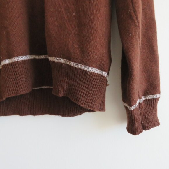 GANNI Wool Blend V Neck Sweater in Chocolate Brown Academia Preppy Quiet Luxury - Picture 5 of 12